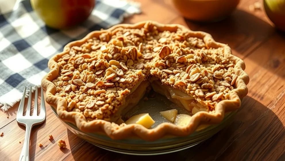 Knäckig äppelpaj med havregryn hemma